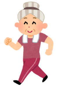ウォーキングするおばあさん